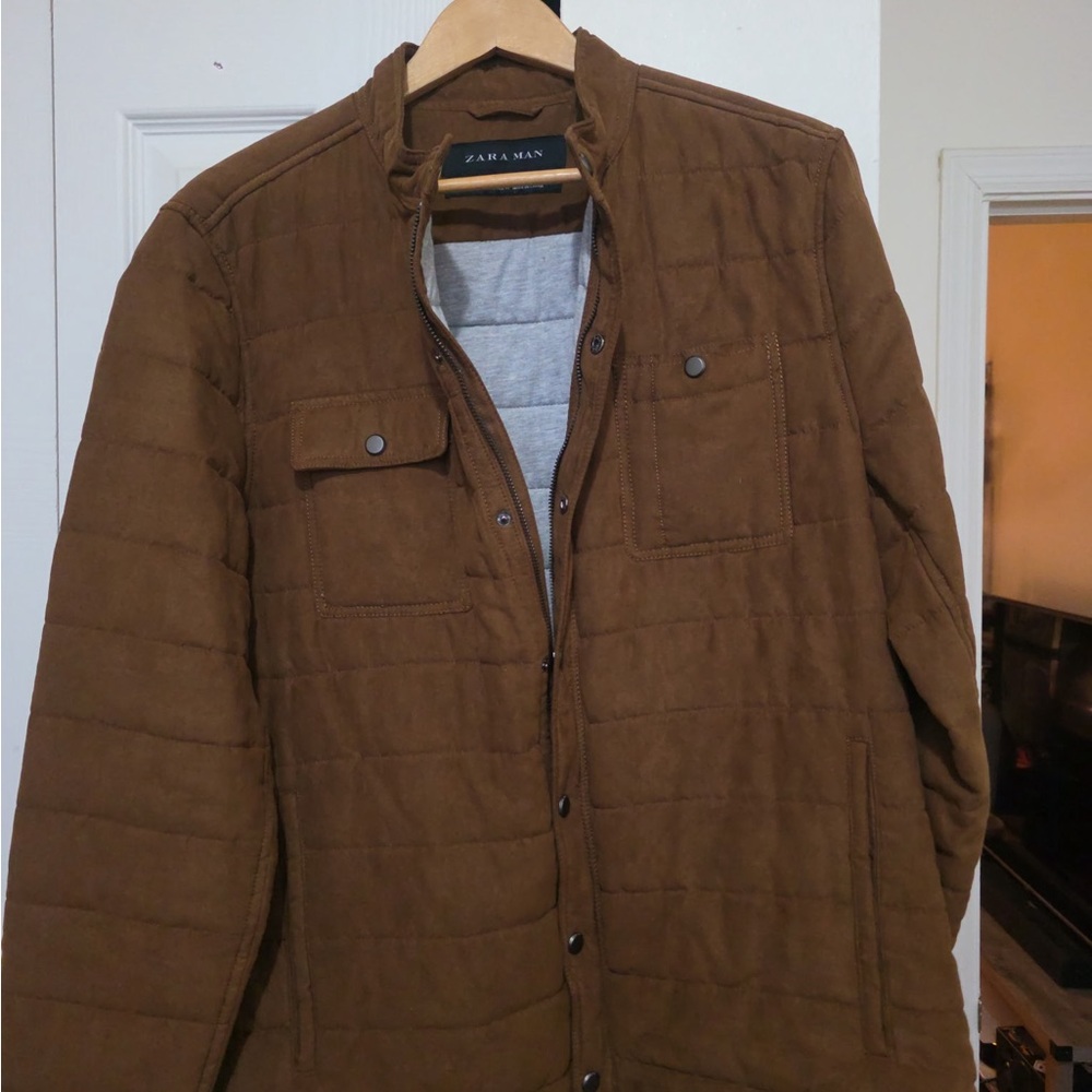 Zara Men’s Quilted Brown Puffer Jacket